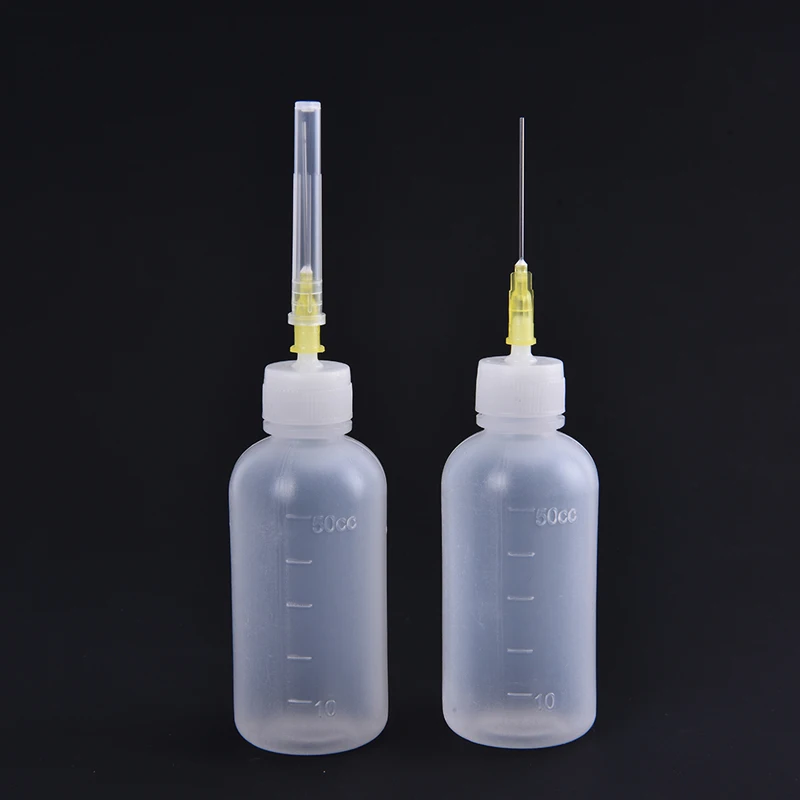 

3 Set 50cc Transparent Polyethylene Needle Dispenser Dispensing Bottle For Rosin Solder Flux Paste + 3 Needles