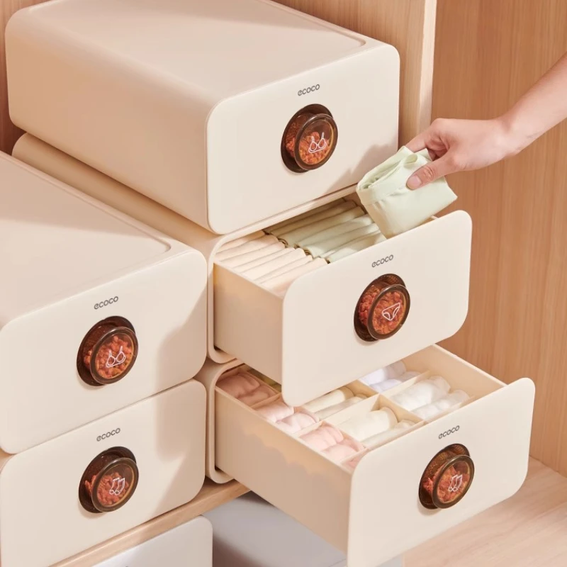 

Plastic Drawer Underwear Storage Box Dustproof Anti-mite Panties Socks Organizer Orderly with Aroma Handle Wardrobe Storage Box