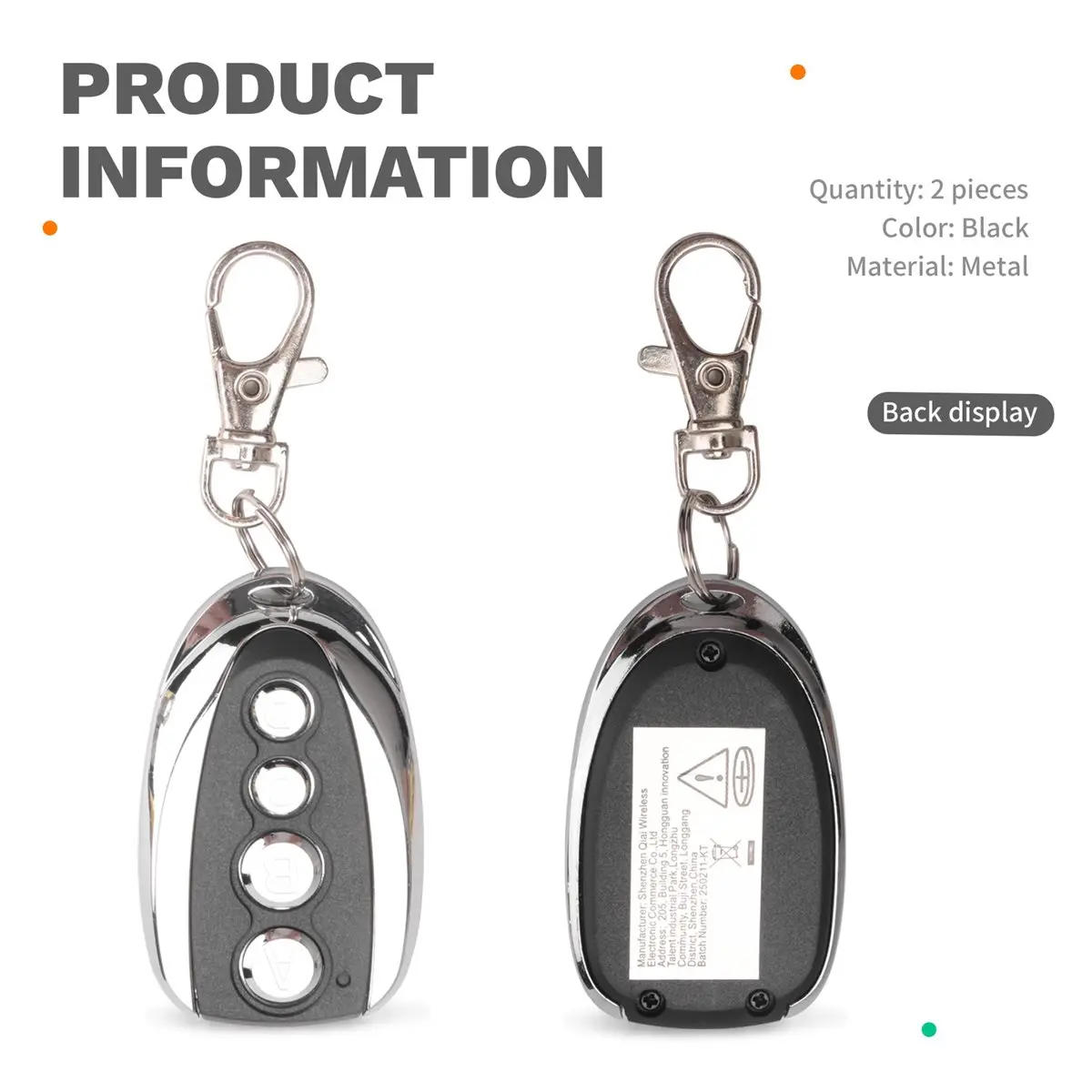 Active Phase 2Pcs 433.92MHz Universal Remote Control for Garage Doors and Gates 4-Button Keychain Duplicator Garage Door Opener