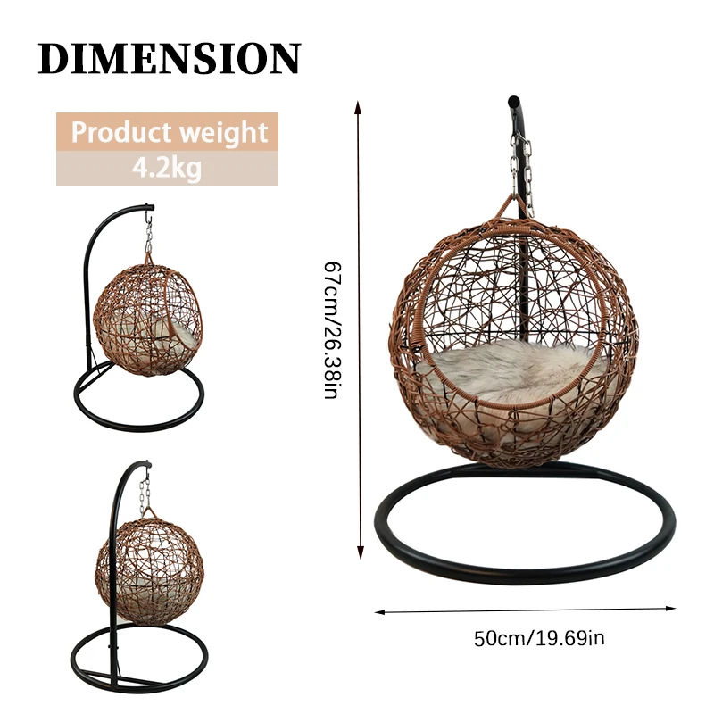YXT Pet supplies cat hanging basket semi-closed rattan four seasons universal removable and washable cat bed villa view 2