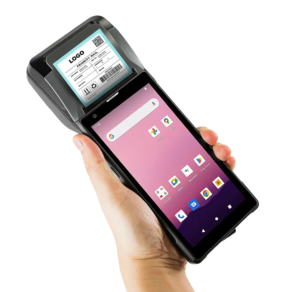 Handheld Android 12.0 mobiele POS-terminal innerlijke 58 mm thermische printer alles in één met 2D-barcodescanner