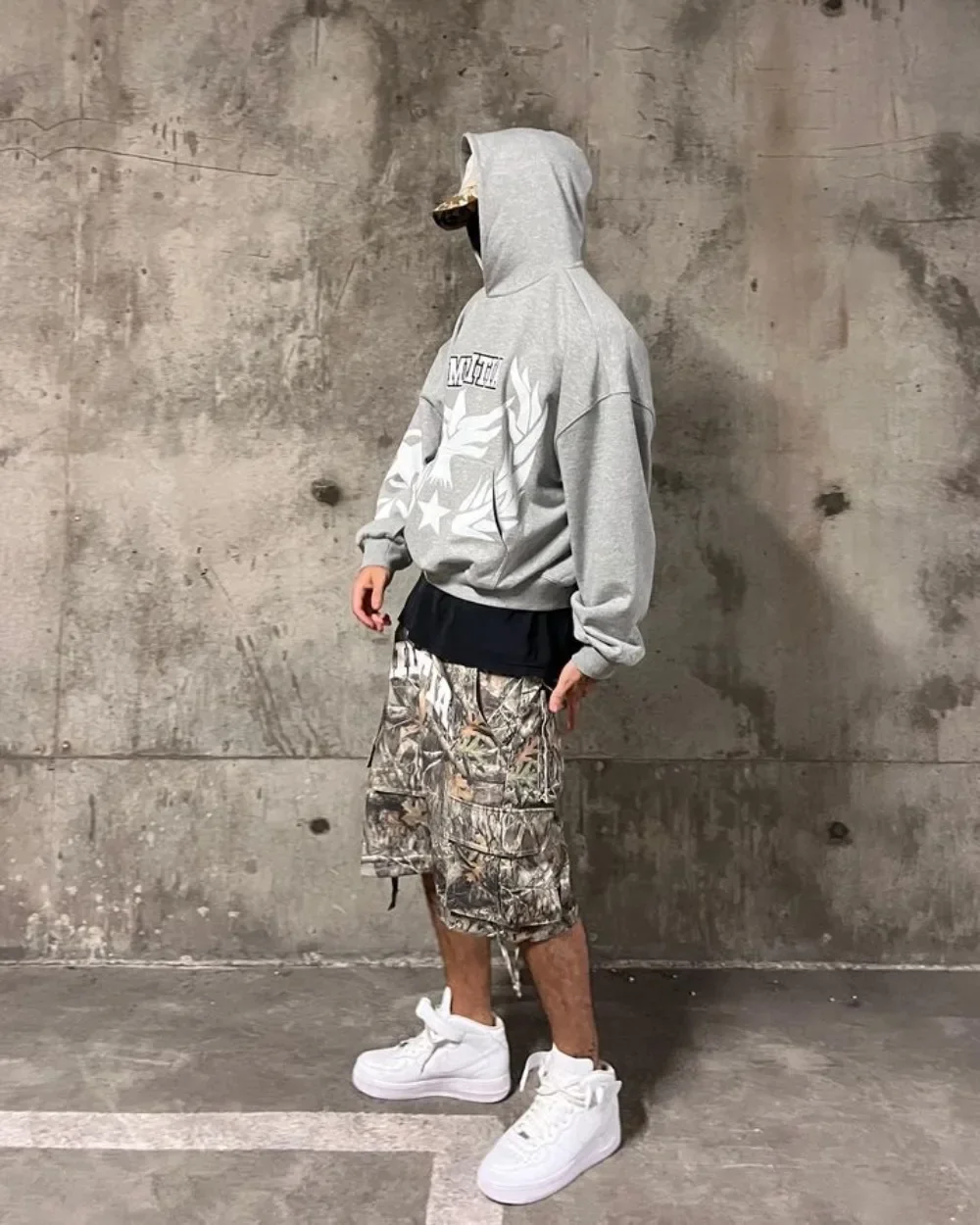 American Retro Hip-hop Camouflage Work Pants Letter Print Men and Women Loose Wide-leg Straight Harajuku Casual Shorts Y2K