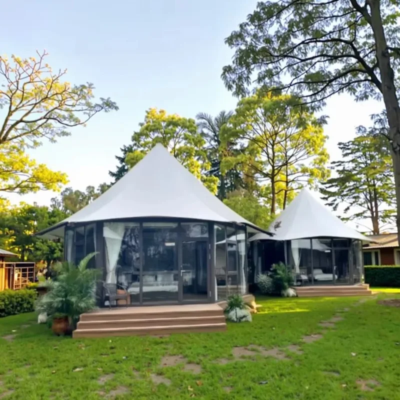 

2025 Luxury PVC Hexagonal Glass Tent For Outdoor Weatherproof For Families For Wildlife Park Hotel Cabin & Bathroom Use For Camp
