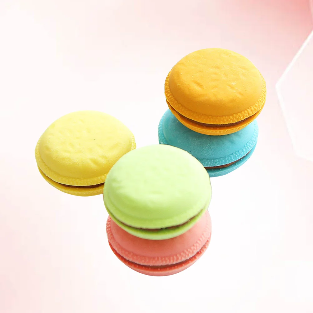 5 szt. Urocze gumki do mazania w kształcie makaroników, kawaii zestaw artykułów papierniczych, gładkie pisanie, korekcja dla uczniów, zabawne narzędzia do nauki, gumka do ołówka