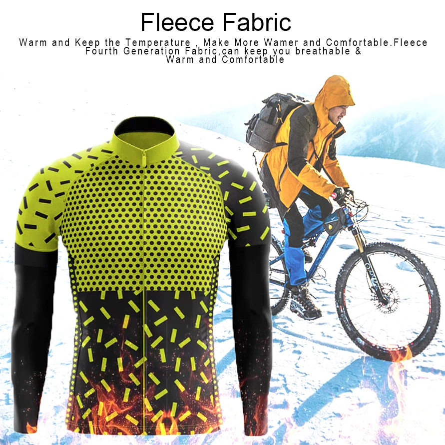 Winter Thermal Fleece Men Cycling Clothing Jerseys Set 2024 MTB Bicycle Bike Clothes Kit  Maillot Ropa Ciclismo Uniform Suit