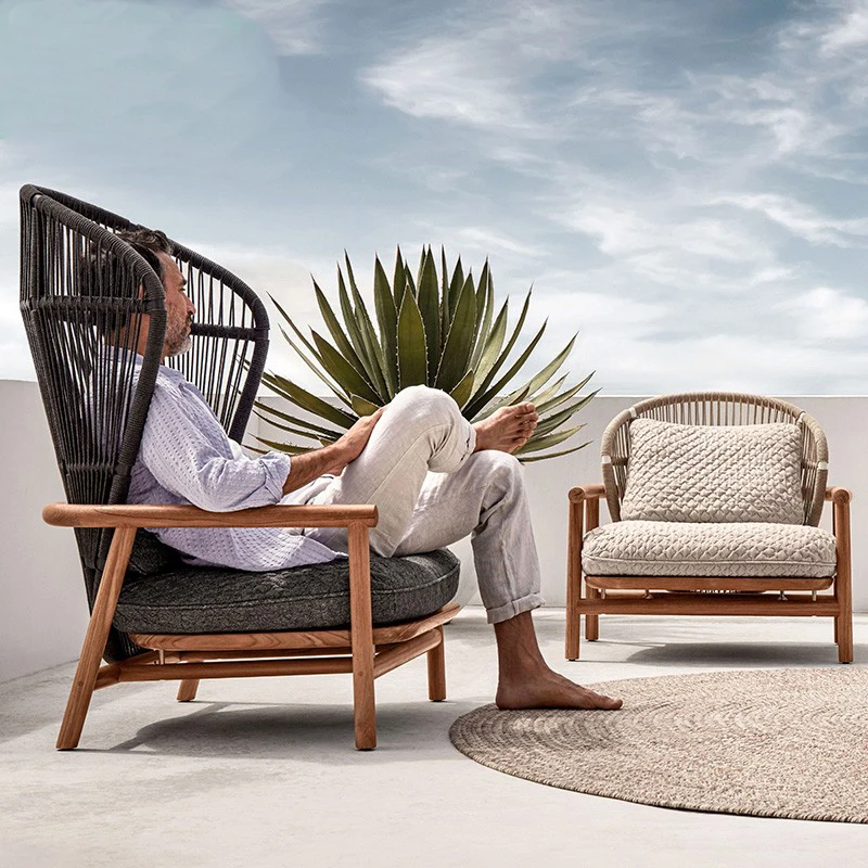 

Outdoor sofa teak single bed and breakfast hotel designer balcony waterproof sun protection garden courtyard