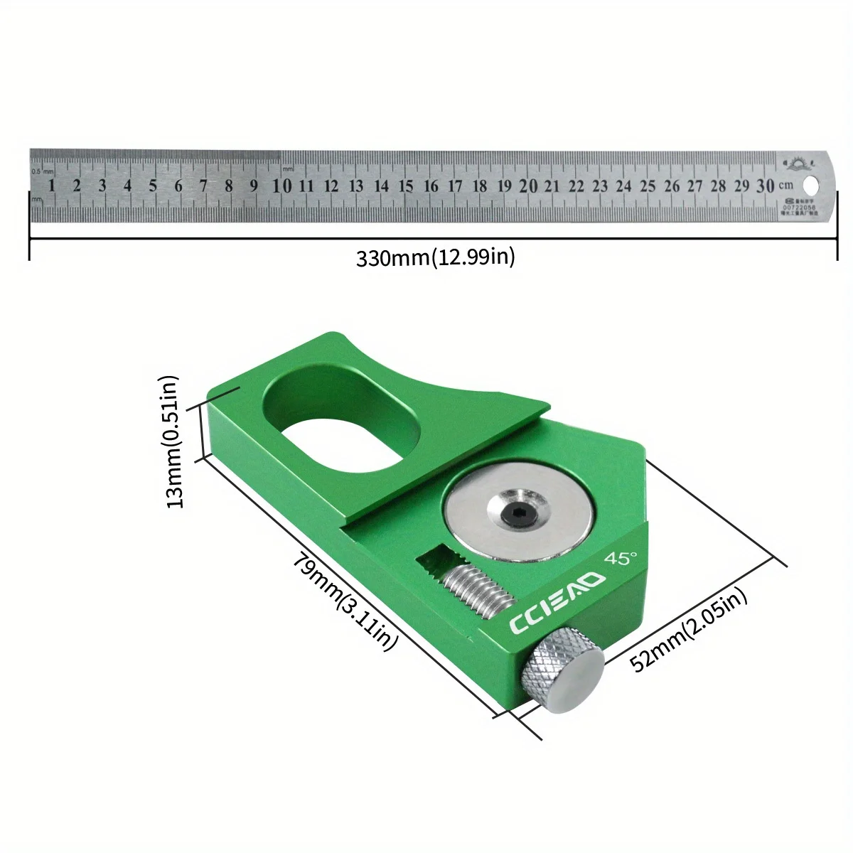 Steel Ruler Positioning Block Aluminum Alloy - 45/60/90 Degree Angle Scriber Line Marking Gauge for Ruler Locator Measuring Tool