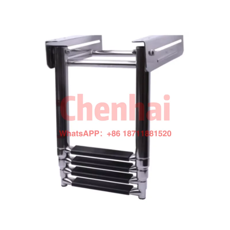 

ISURE MARINE 4 Step Stainless Steel Telescoping Boat Ladder Dock Ladder Folding Pontoon Boat Ladder Swim Step