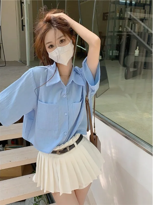 Vestido Feminino Solto Casual de Verão, Cor Pura, Versão Coreana, Elegante e Doce