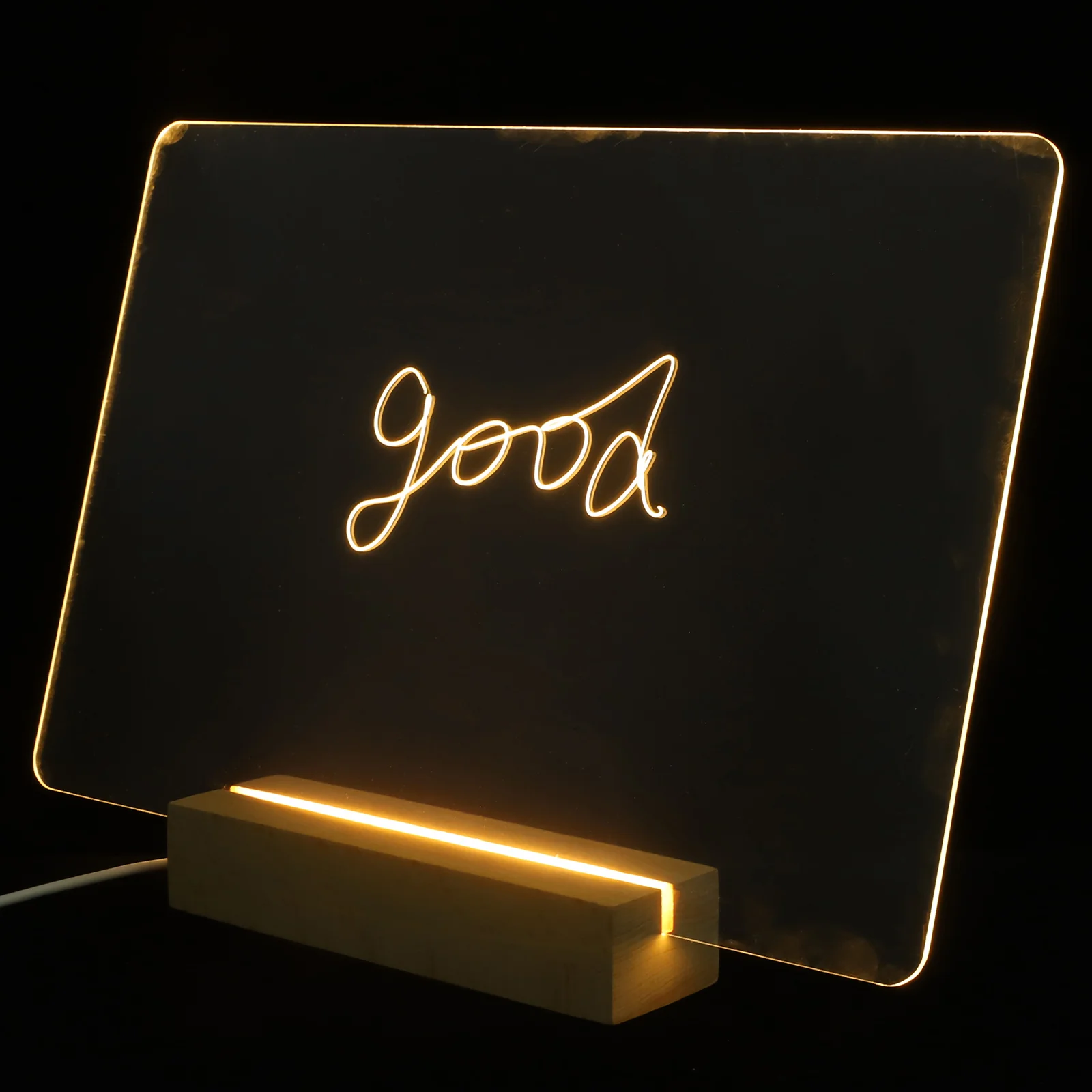 1 مجموعة الاكريليك رسالة قابل للمسح الكتابة مع قاعدة Led للمنزل مكتب مصباح ملاحظة مجلس سطح المكتب مذكرة المجلس العرض #3