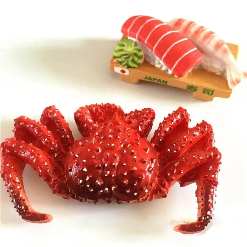 3D Refrigerator Magnet for Home Decoration Magnetic Stickers Seafood King Crab Salmon Sushi Tourism Souvenirs Japanese Souvenirs
