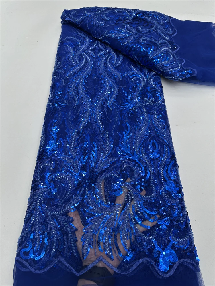 2025 Latest Austria Best Quality Elegant Delicate Soft Mesh Sequin lace with Beads Fabric For Party Evening Dress