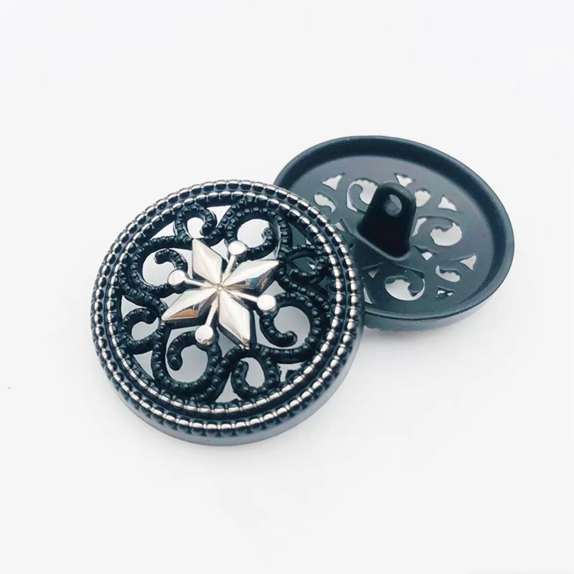 10pcs Fashion Metal Hollow Suit Buttons Round Black Coat Jacket Buttons Sewing Accessories Handmade DIY Shirt Buttons