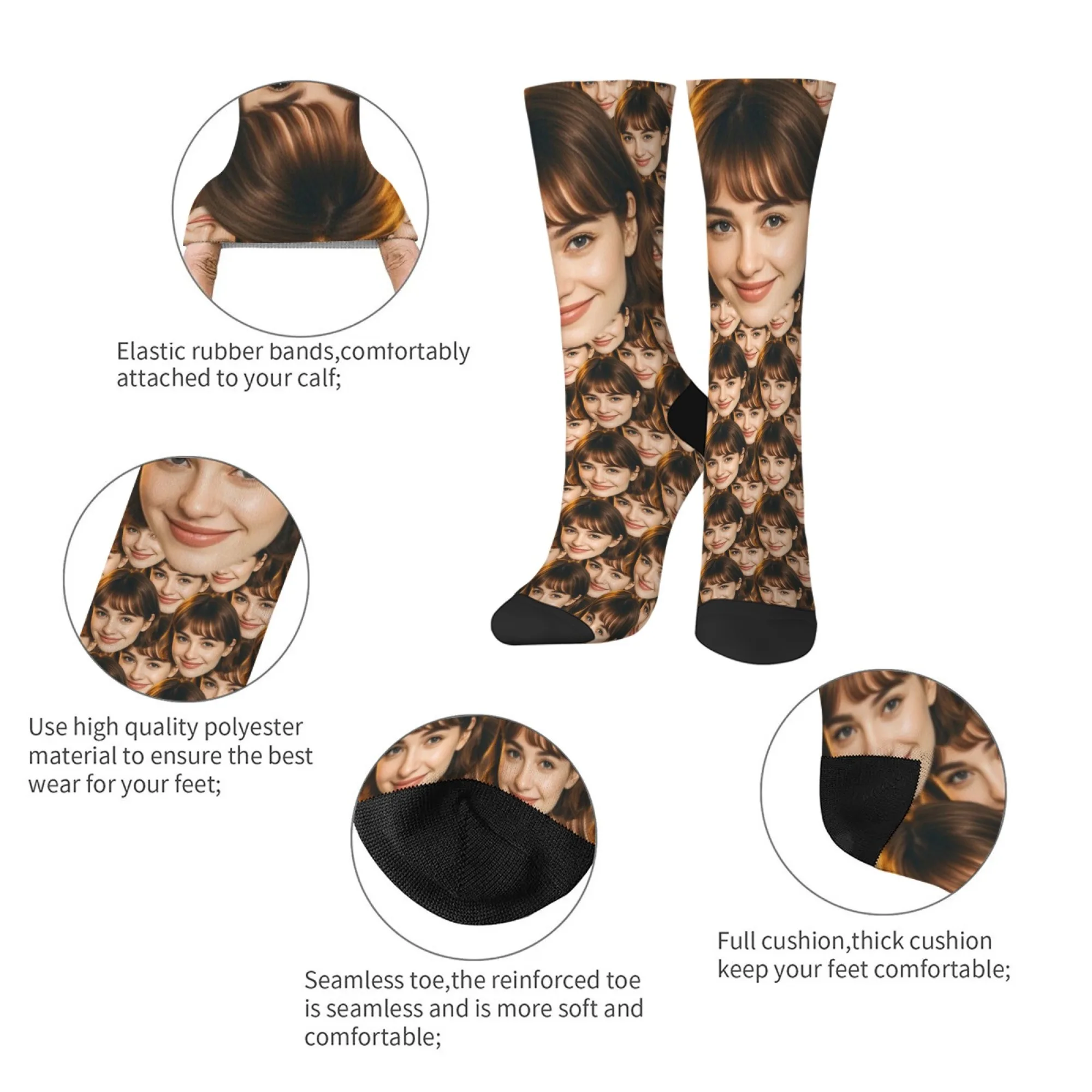 Calcetines personalizados con cara personalizada para hombre, calcetines divertidos y creativos con foto personalizada, calcetines novedosos, regalo de fiesta de cumpleaños para pareja de Navidad