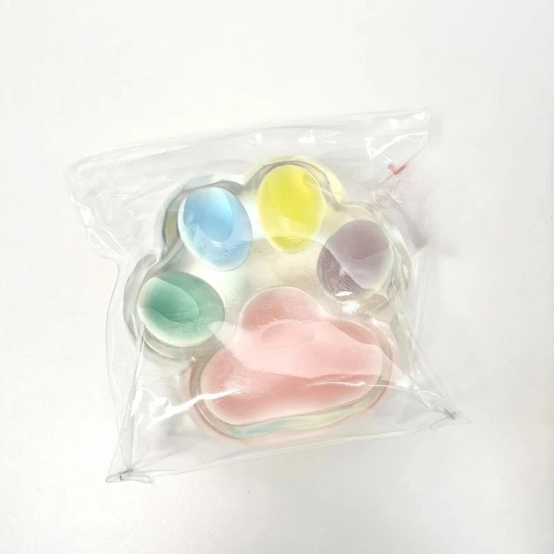 

Food Grade Silicone 800g Giant Clear Colorful Cat Paw Handmade Taba Squishy Toy