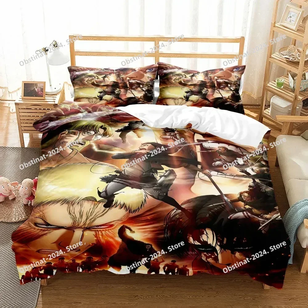 2023 New Titan Attack Bedding Set Printed Bed Set With Pillowcase Duvet Cover Soft Single Double Queen Super King Size Linen Set