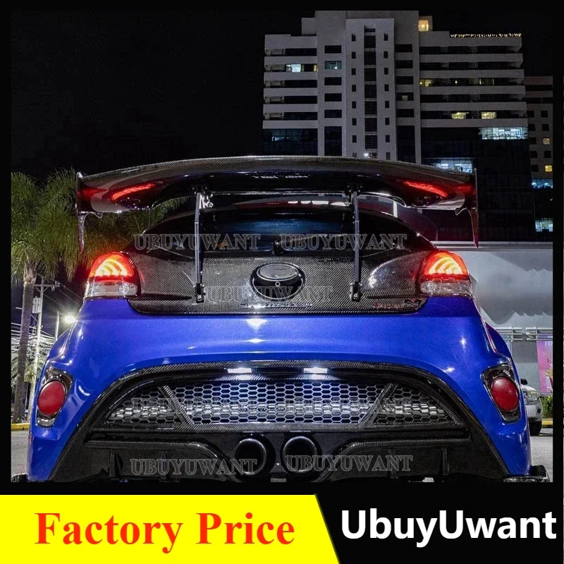 For Hyundai Veloster RSW Carbon Fiber Rear Boot Wing Spoiler Rear Roof Spoiler Wing Trunk Lip Boot Cover Car Styling