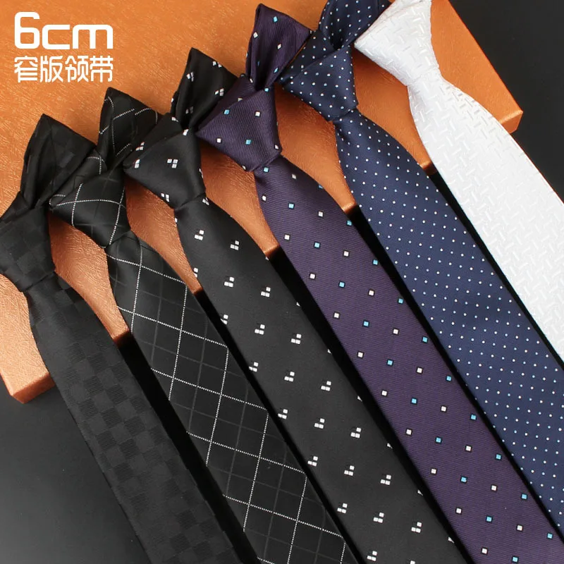 

Korean version narrow necktie men's 6cm formal attire business work professional wedding tie casual black dot trendy tie