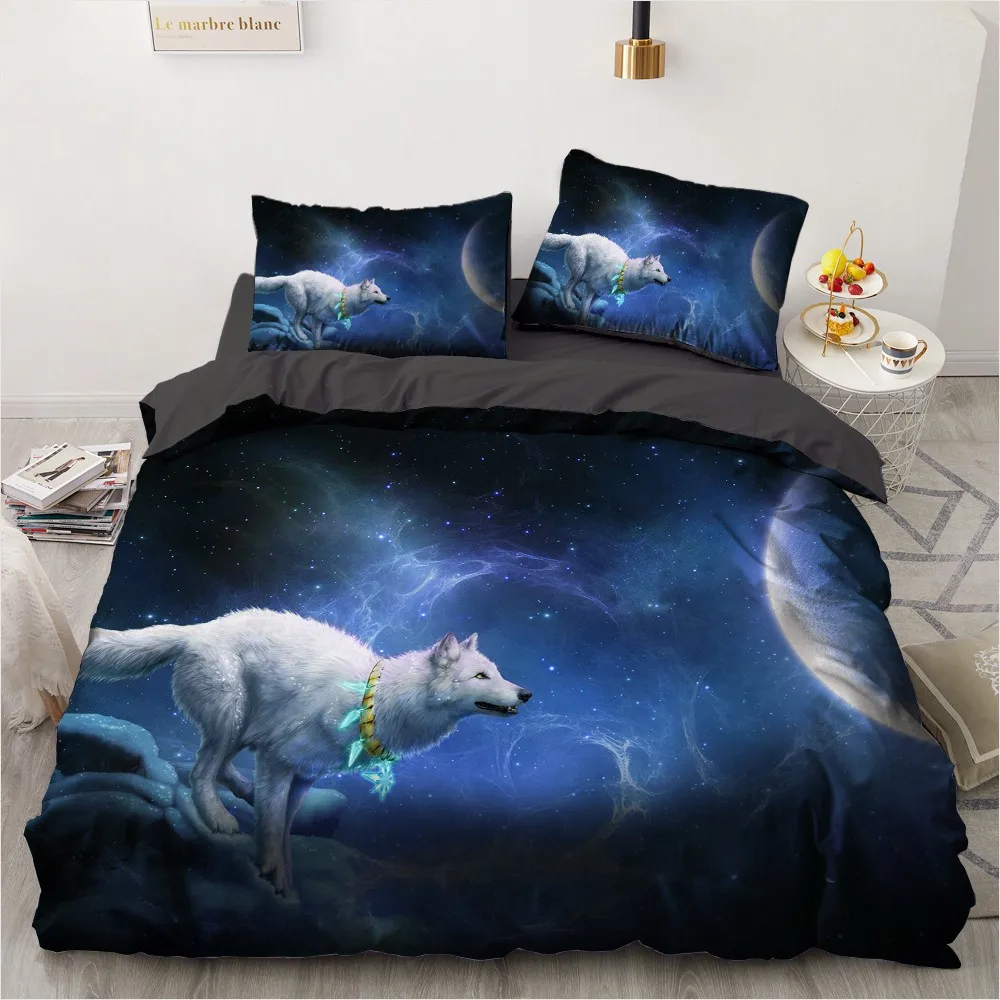 3D Wolf Duvet Cover Set Polyester Bedding Set With Pillowcase 3pcs 265x228 260x220 240x220 200x230 200X220 200X200cm