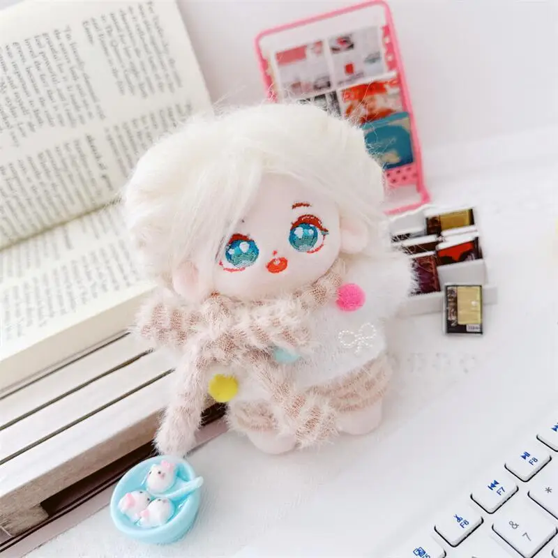 

Mini Kawaii Plush Doll for Girls, Warm Scarf, Sweater Suit, Cute Soft Stuffed Idol, Cotton Naked Doll for Kids, Fans Gifts, 10cm