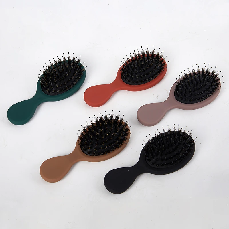 1Pcs Portable Mini Natural Boar Bristle Oval Hair Brush Comb Head Scalp Massage Comb Salon Hair Care Brush Styling Tool