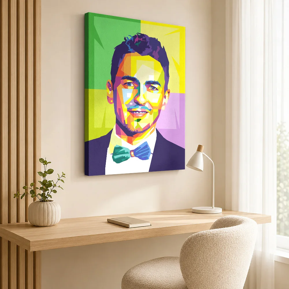 Jorge Lorenzo Tribute Canvas Painting Poster Bold WPAP Style Canvas Wall Art With Customized Photo For Garage Ideal Rider Gift
