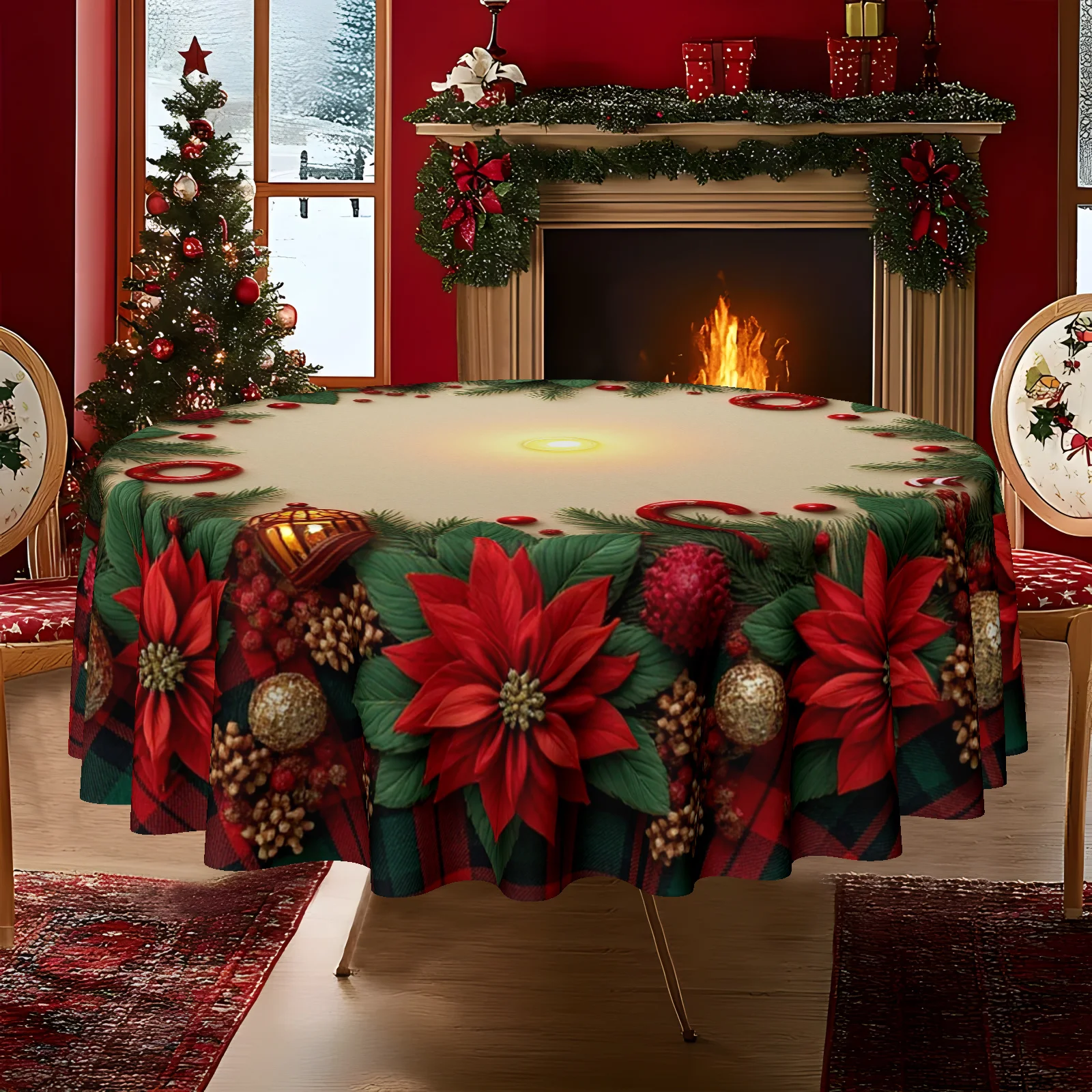 1 round tablecloth designed for homes, kitchens and dining establishments. Perfect for offices, coffee tables and coffee tables