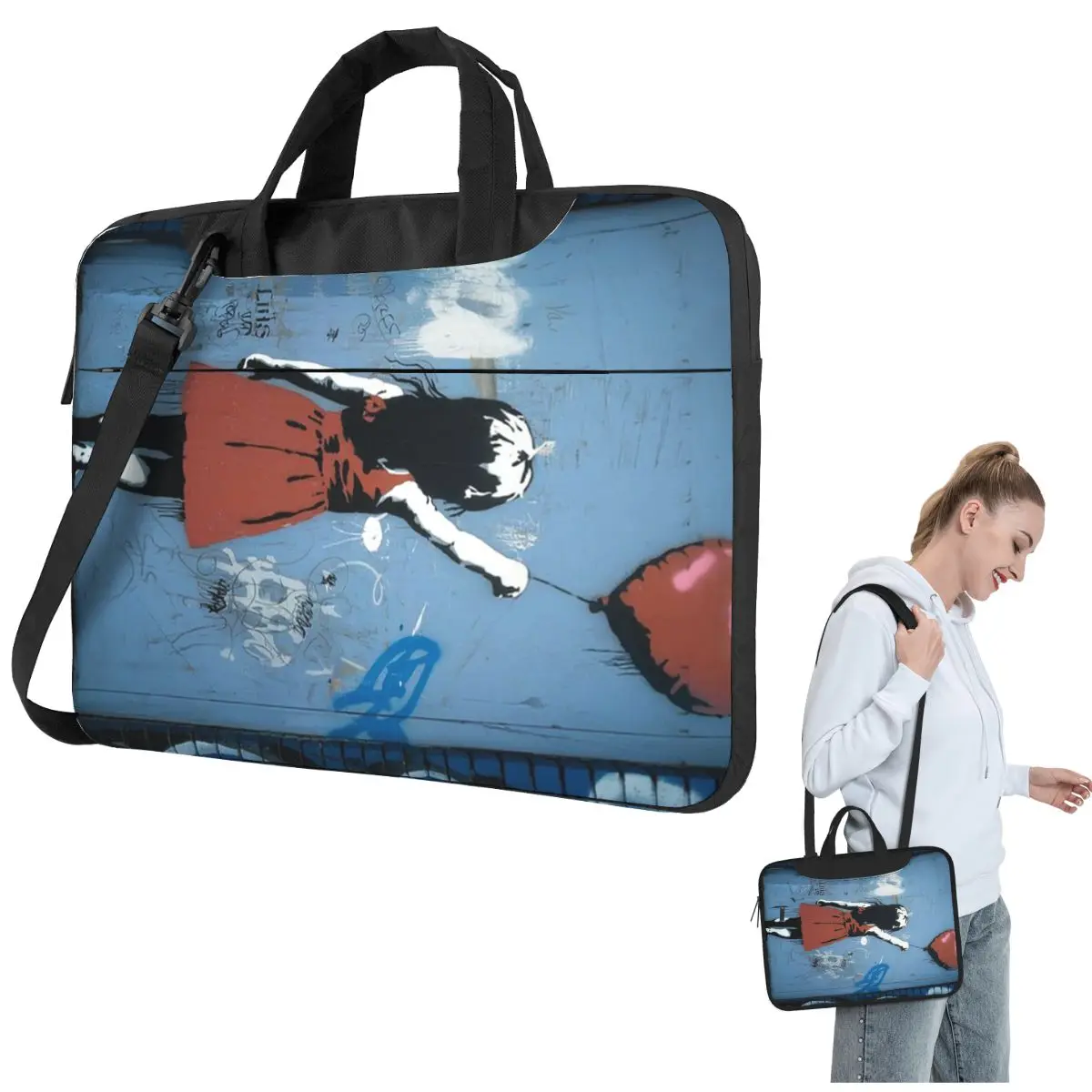 Banksy Little Girl Red Ballon Street Art Laptop Bag Protective Case Computer Bag 13 14 15.6 Inch  Laptop Pouch Macbook Pro Air