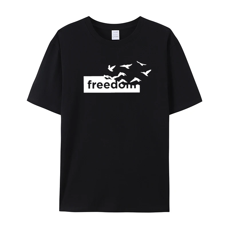 

2025 Summer Fashion Cotton Crew Neck T-Shirt Freedom, Printed Short Sleeve Loose and Versatile for Men and Women