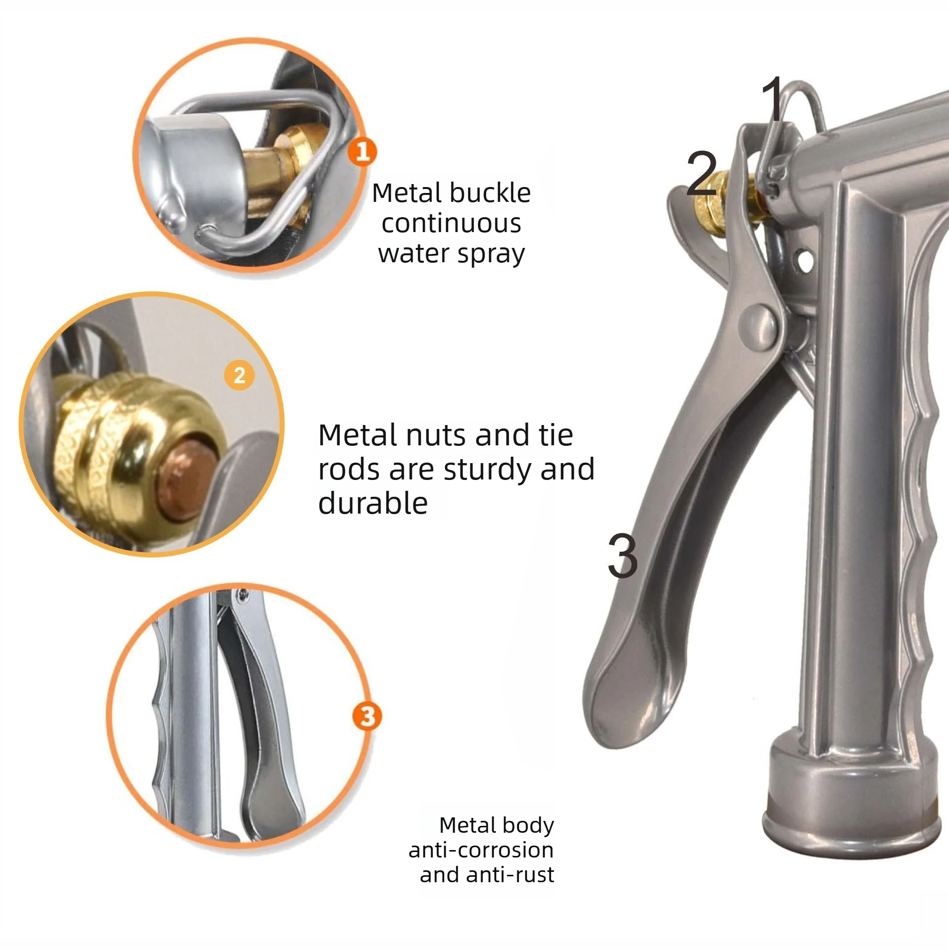 Applicable to car washing, spray, lawn watering, garden gardening, vegetable watering, metal 5-inch garden hose spray gun