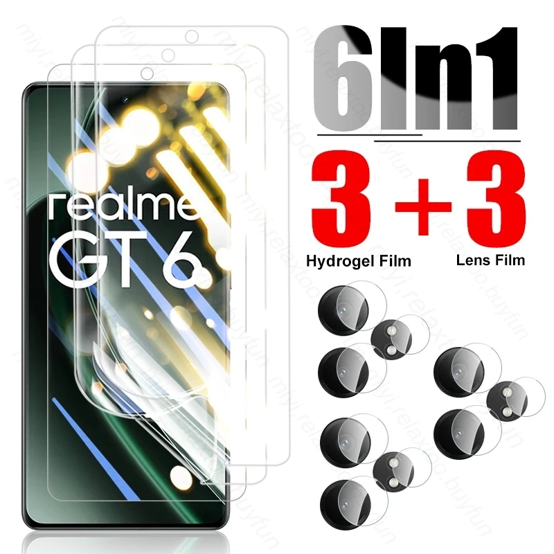 RealmeGT6 6 In 1 Hydrogel Film for Realme GT 6 5G Camera Protective Glass on RealmeGT6T Realme6 T Realmi 6T T6 Screen Protectors