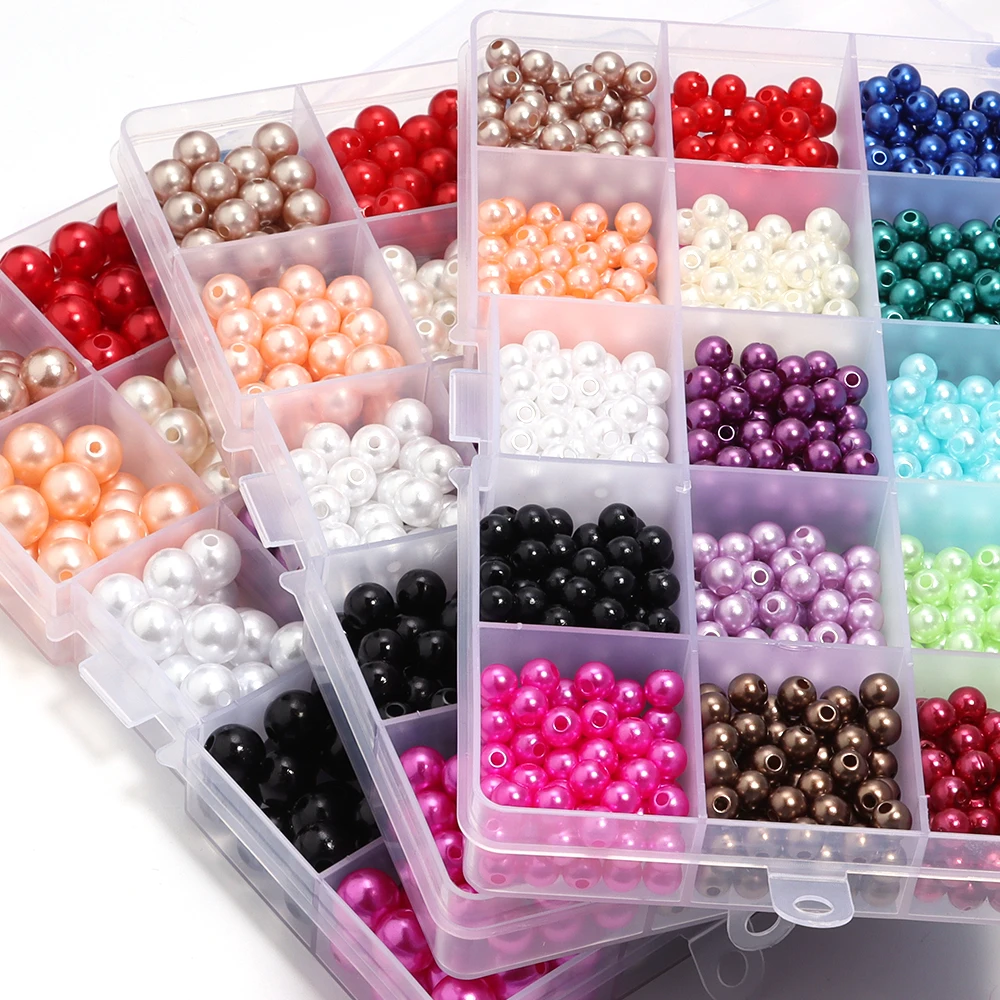 

15 сеток, 6/8/10 мм, комплект бусин из АБС-пластика с имитацией жемчуга, цветной круглый набор бусин, сделай сам, ручная работа, детский браслет для девочек, ожерелье, ювелирные изделия