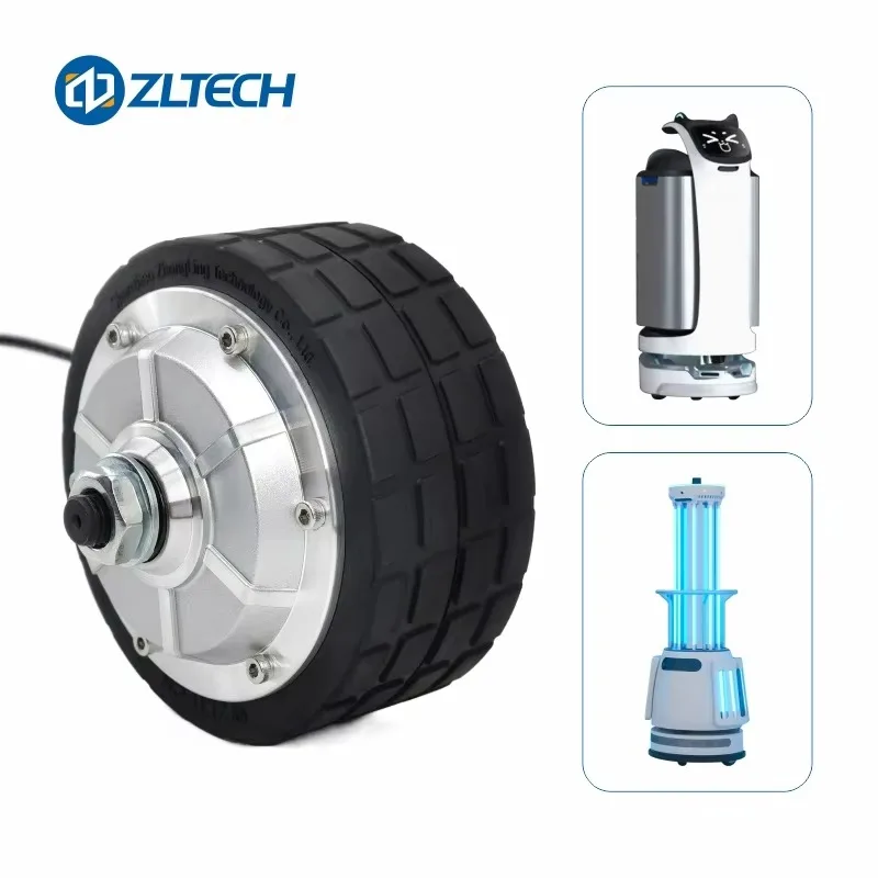 4.5 Inch DC 24V 200W 150kg Load Dual Shaft Electric Brushless Wheel Hub Servo Motor for Robot AGV Wheelchair Logistic Conveyor view 3