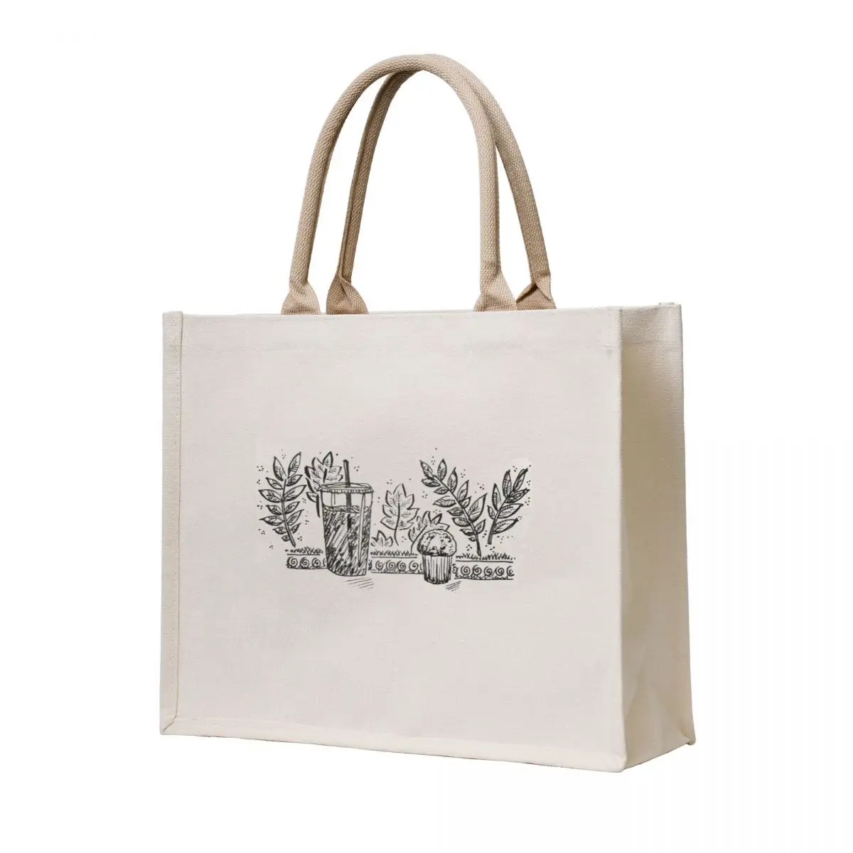 Cafetería con bebida y muffins Tote Bag eco pack sac pour femme Bolsas grandes para mujer bolsas de comestibles reutilizables
