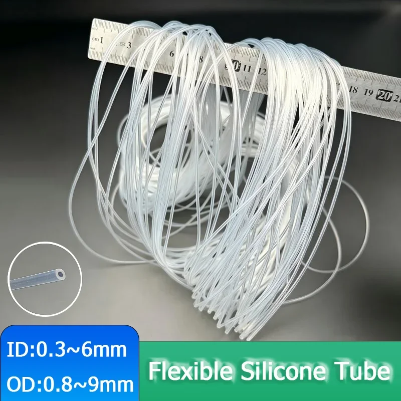 5M/10M Transparent Flexible Silicone Tubing ID 0.3 0.4 0.5 0.6 0.7 0.8 1-6mm  Medical Grade Micro Hose for Lab/Aquarium (FDA)
