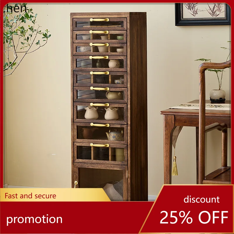 HXL Tea Storage Rack Tea Set Floor-standing Bracelet Storage Cabinet Jewelry Storage Cabinet