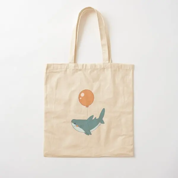 Shark And Balloon Cotton  Canvas Bag Grocery Fashion Shoulder Bag Foldable Women Fabric Ladies Shopper Designer Handbag Tote