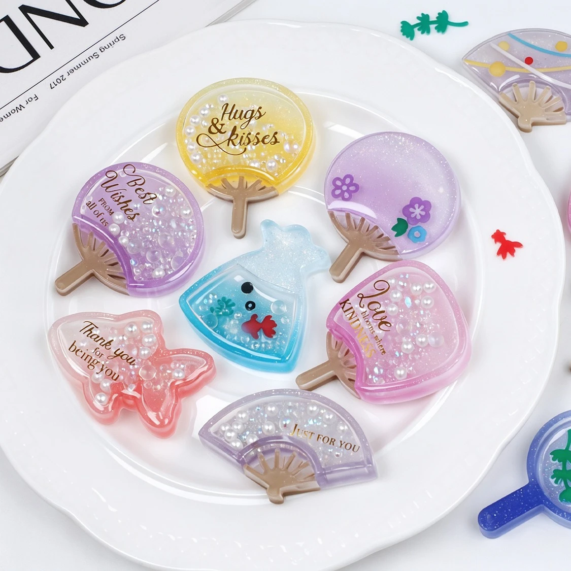 Chinese Mini Fan Pendant Fortune Bag & Fish Charm Silicone Mold DIY Epoxy Resin Keychain Dangle Earrings Jewelry Making Craft