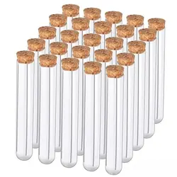 10Pcs 12x100mm Transparent Laboratory Plastic Test Tubes With Caps Stoppers School Lab Supplies Accessories