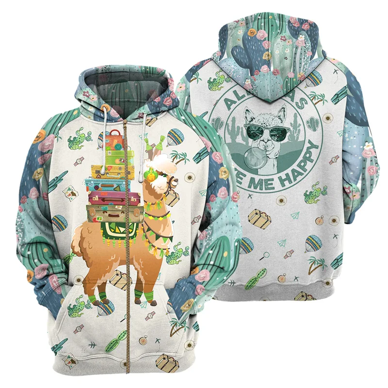 

Four Seasons 3D Cute Animals Hamster Eagle Parrot Cat Lazy Worm Printed Hoodie Sportswear Men's Fashion Fun Street Clothing Top