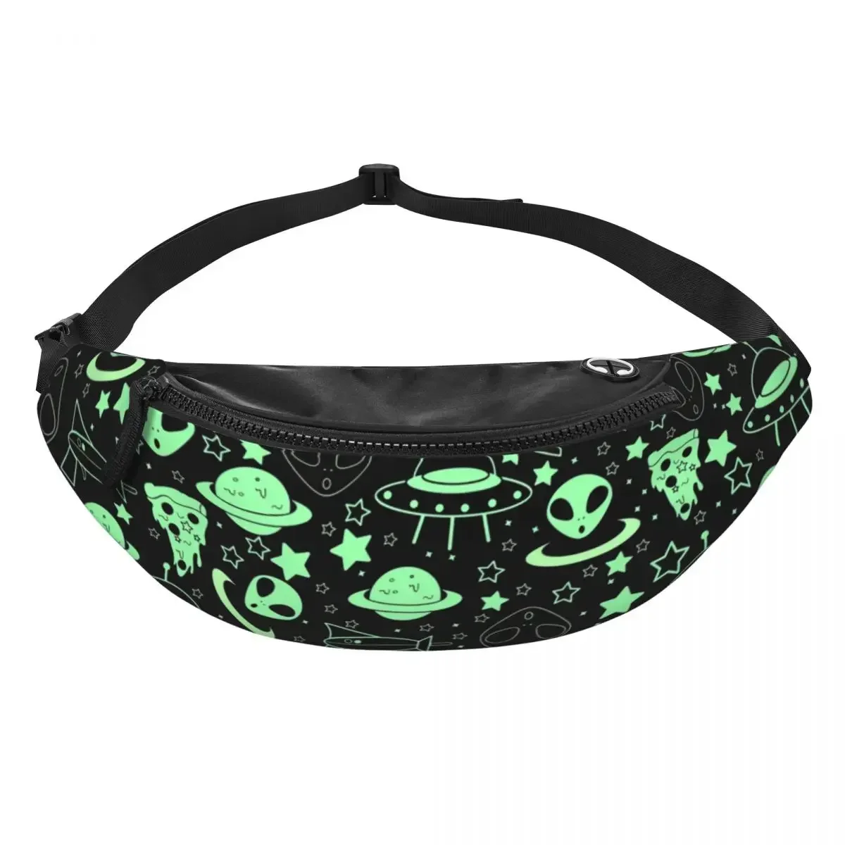 Space Ship And Aliens Fanny Pack for Women Men Cool Galaxy Exploration Crossbody Waist Bag Travel Hiking Phone Money Pouch