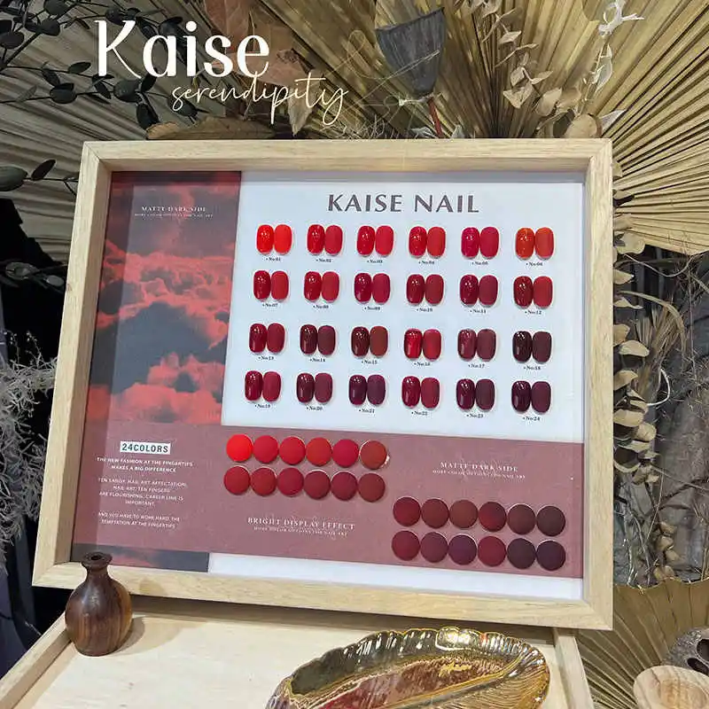 KAISE Non corrispondente 24 colori Serie rossa Set di gel per unghie Nail salon 2024 Nuova vendita calda Gel UV non tossico Kit per nail art di moda all'ingrosso