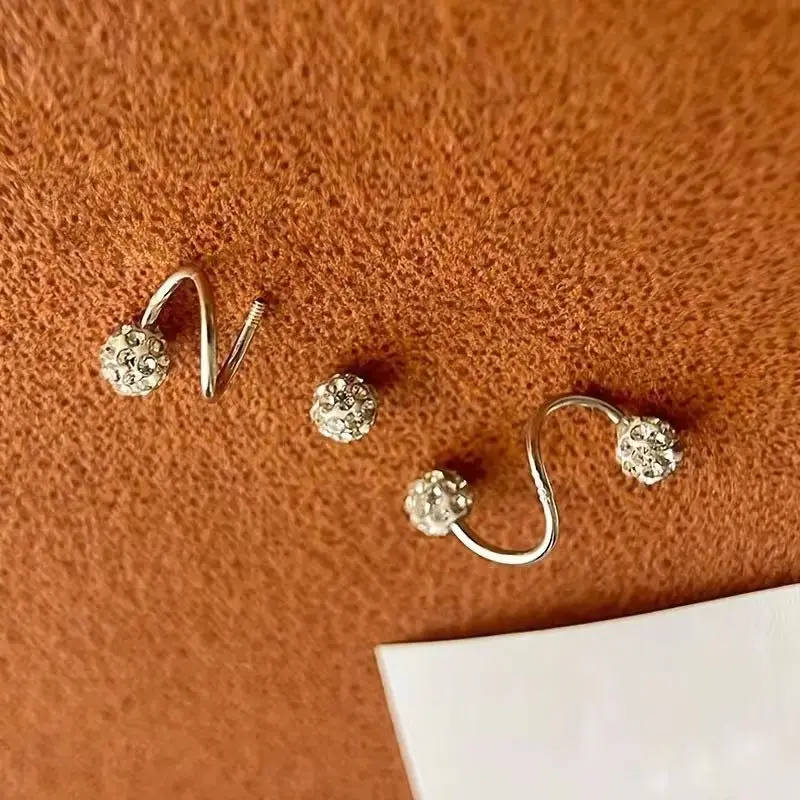 2026 Summer fashion luxurious spherical earrings for women with screw style S-shaped earrings suitable for daily wear