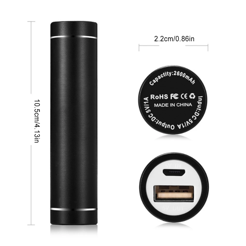 Mini Battery Bank Power Back Case Aluminum Cylindrical Cellphone 18650 Battery Backup Charger USB DIY Box Battery Storage Case