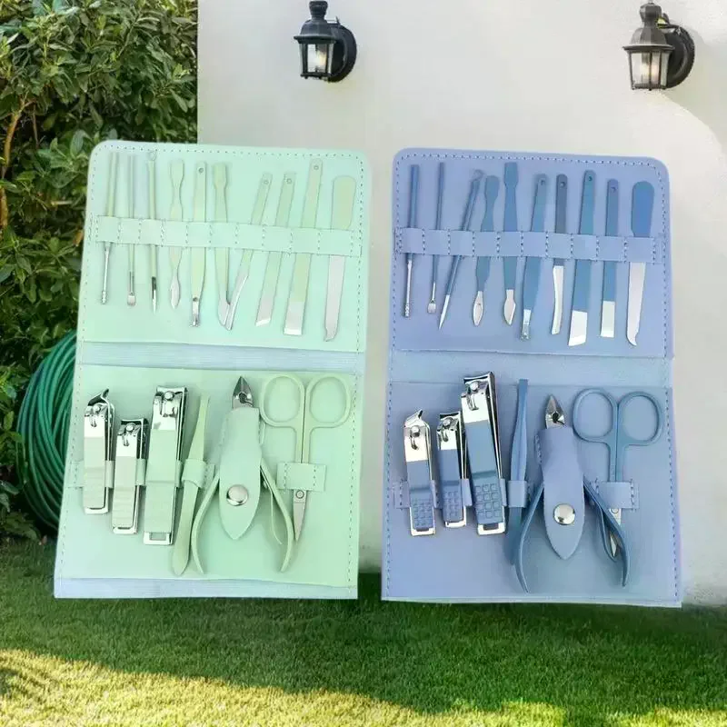 ชุดอุปกรณ์ดูแลเล็บระดับพรีเมียม 16 ชิ้น สำหรับใช้ในบ้าน ทำจากสแตนเลส พร้อมชุดตัดเล็บเท้า และกระเป๋าเดินทาง