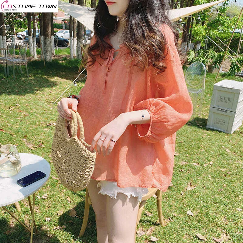 Fashion Doll Top 2024 Spring/Summer Korean Edition New Loose and Sweet Lantern Sleeves Fluffy Shirt Trend