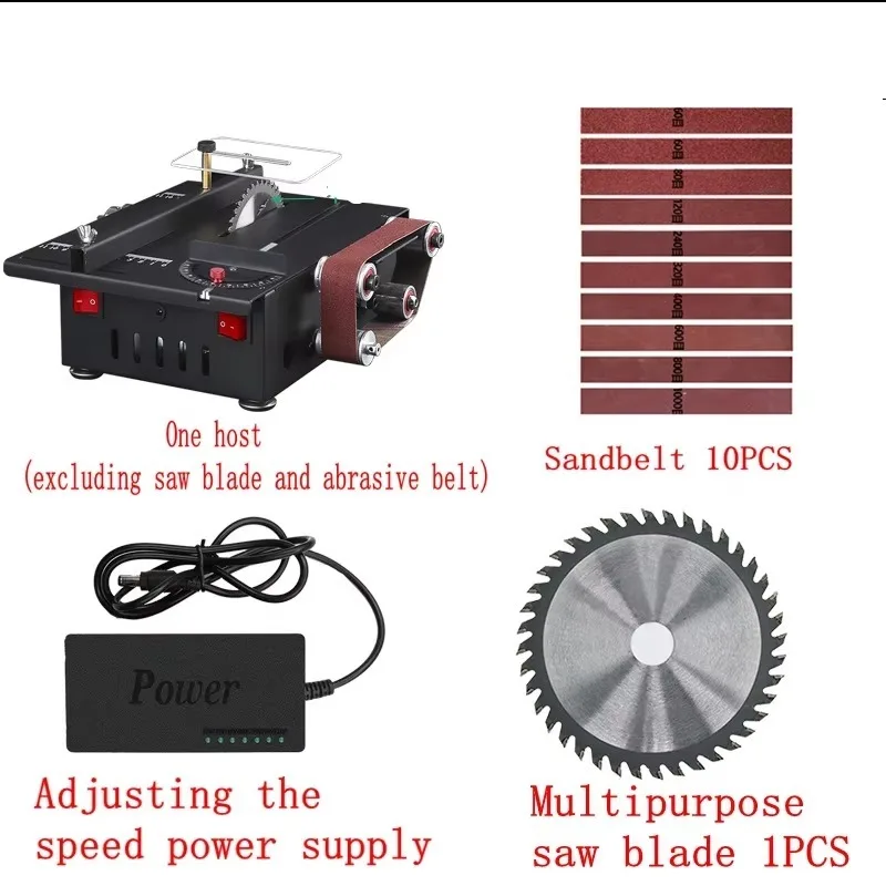 200W Mini Bench Saw and Belt Sander Ariabl Speed Circular Table Saw 30mm Cutting Depth DIY Benchtop Sanding Machine