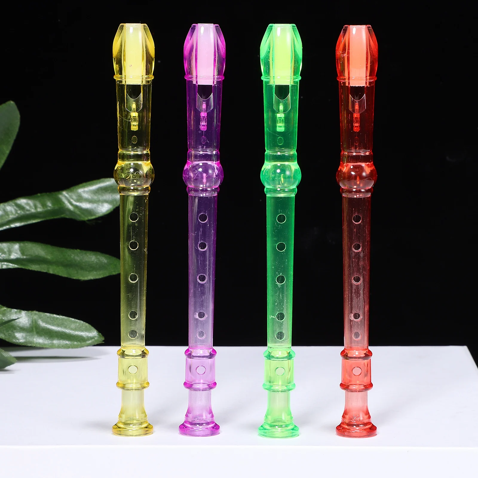 

8pcs Transparent Plastic Mini Clarinet 6-Hole Small Musical Flute Beginner Practice Instrument Lightweight Portable Educational