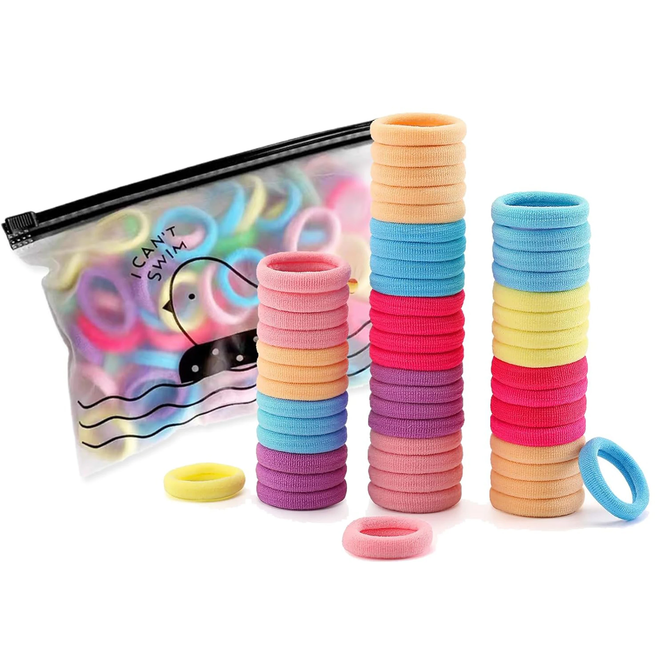 100 Stück Haargummis, mehrfarbig, kleine nahtlose Haarbänder, elastische Pferdeschwanzhalter, Haargummi für Kinder und Kleinkinder