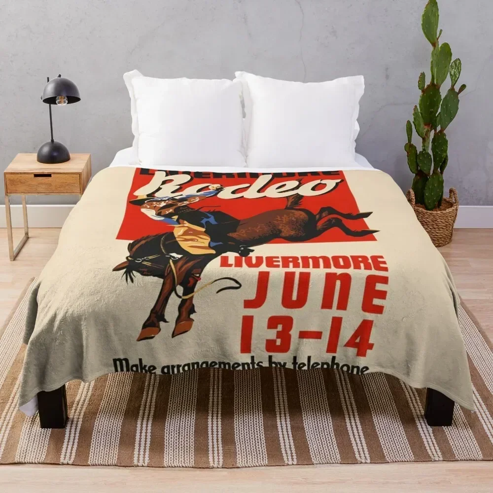 

Livermore Rodeo USA Vintage Poster 1933 Throw Blanket Warm Accent Blanket for Living Room Decoration